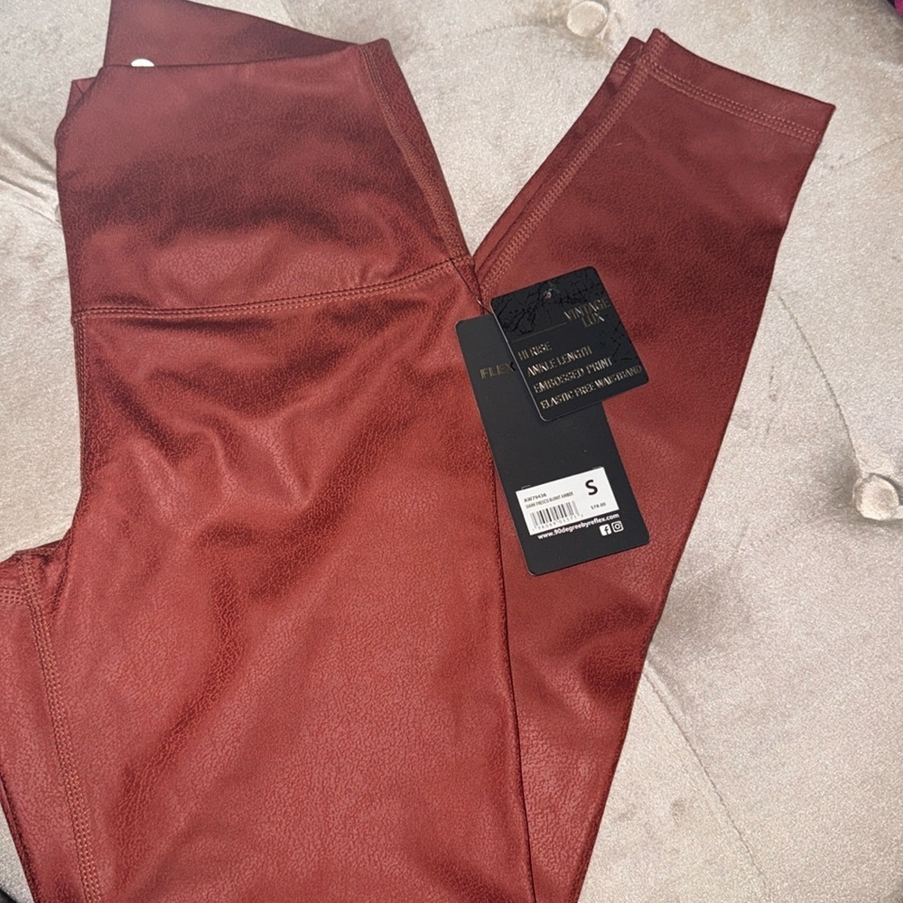 90 degree faux leatherette hi rise leggings, new
